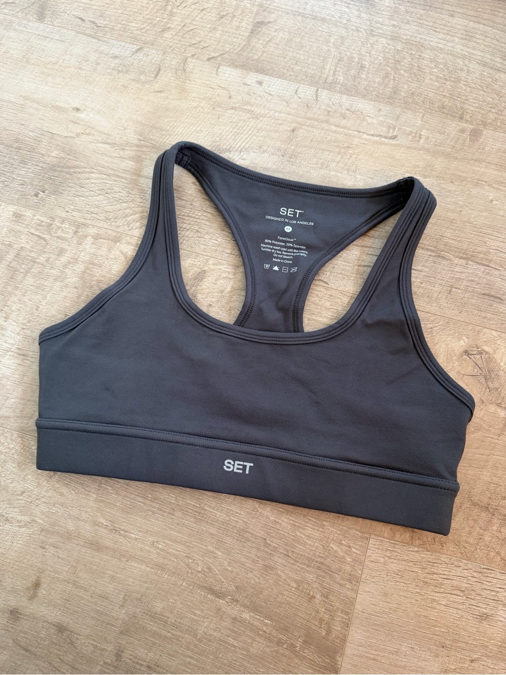 SET Active Black Racerback Sports Bra Graphite